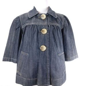 BACCINI Womens Medium Jacket Black Denim Crop 3/4